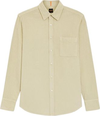 HUGO BOSS Rash Linnen Korte Mouw Shirt - Heren - Casual Overhemden - Beige - L - Linnen - Overhemden