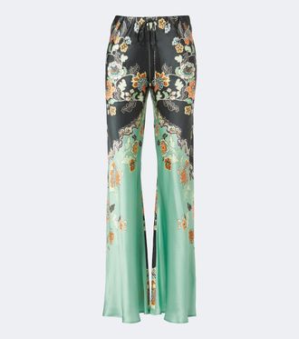 Roberto Cavalli Floral silk satin flared pants