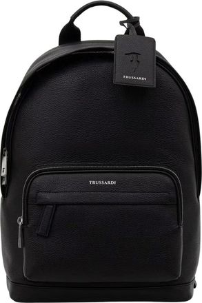 Trussardi Rugzak van generfd leer - Heren - Tassen - Zwart - Maat: ONE Size Leer