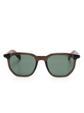 Montblanc geometric-frame sunglasses - men - Acetate - 50 - Brown