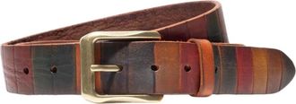 Will Leather Goods Mens Hand Painted Color Block Belt In Multi/cognac