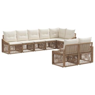 vidaXL Conjunto De Sof&aacute;s De Jard&iacute;n 8 Pcs Beige Rat&aacute;n Sint&eacute;tico Vidaxl