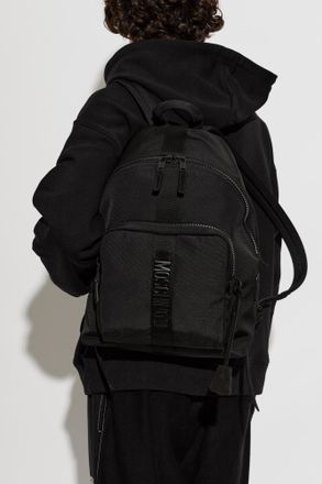 Moschino Backpack With Logo, Mens, Black