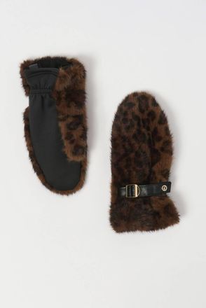 Joseph Ribkoff Womens Leopard Mittens In Brown