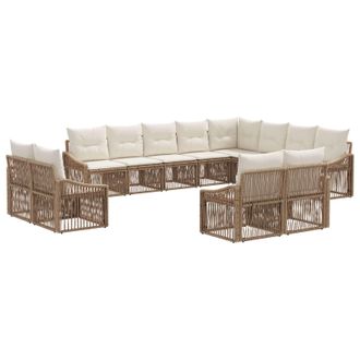 vidaXL Conjunto De Sof&aacute;s De Jard&iacute;n 12 Pcs Beige Rat&aacute;n Sint&eacute;tico Vidaxl
