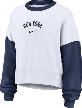 Nike New York Yankees Primary Nike Womens MLB Pullover Crew in White | 01D7022NNK-9HV