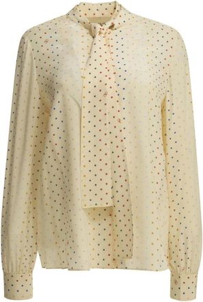 Valentino Star Print Silk Shirt - Dames - Overhemden - Beige - M - Overhemden