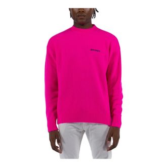 Palm Angels Round-neck Knitwear, male, Pink, L, Basic Logo Jumper