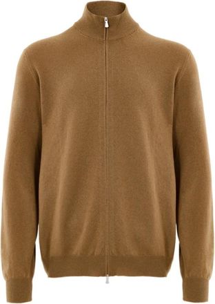 Gran Sasso Zip-Front Cardigan - Heren - Vesten - Bruin - 3XL - Wol - Truien & Vesten