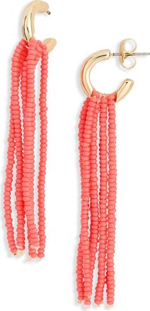 Leith Beaded Fringe Drop Earrings in Coral- Gold at Nordstrom Rack