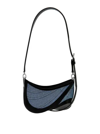 MUGLER Small Denim Spiral Curve 01 Shoulder Bag
