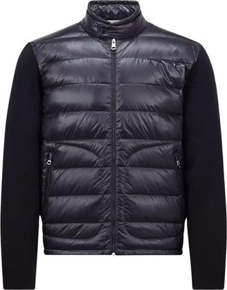 Moncler Navy Blue Quilted Wool Cardigan