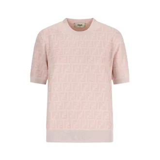 Fendi Pullover FF Knit - female - Fendi - Round-neck Knitwear - Pink - S - Knitwear