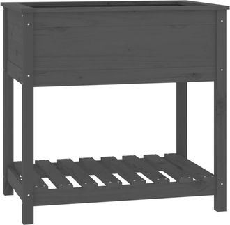 vidaXL Vidaxl - Planter with Shelf Grey 82.5x54x81 cm Solid Wood Pine