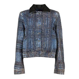 Diesel Dames, Jassen, Blauw, Maat: S Leer