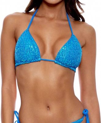 Luli Fama Chasing Stars Sequins Triangle Bikini Top In Sky Blue