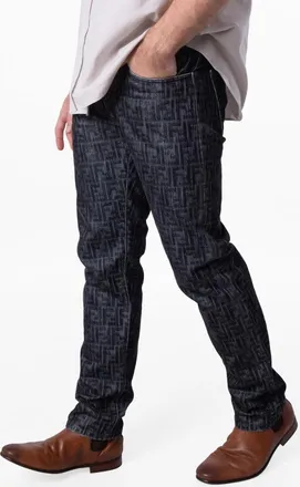 Fendi Mens Straight Leg FF Jeans, Waist Size 31