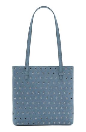 Mango Die-Cut Leather Shopper Bag in Blue at Nordstrom