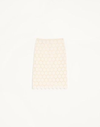 Valentino Cotton Skirt with Fleurs &agrave; Jour Wo