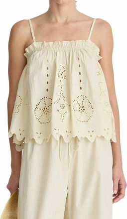 Apiece Apart Embroidered Square Neck Cami Top In Black