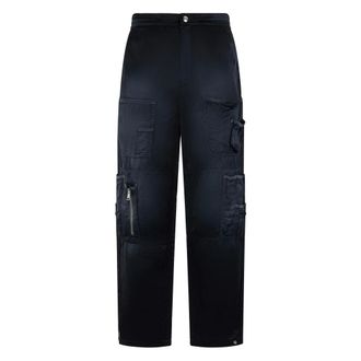 Diesel Straight Trousers, male, Black, Size: W33 Satin Cargo Pants