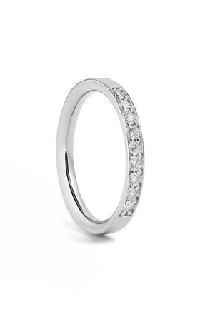 Monica Vinader Essential Lab Grown Diamond Pav&eacute; Stacking Ring in Sterling Silver /Diamond at Nordstrom, Size 6.75