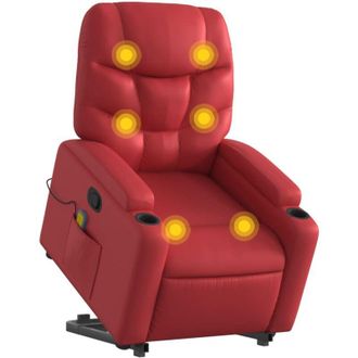 vidaXL Sill&oacute;n Reclinable De Masaje De Pie Cuero Artificial Rojo Vidaxl