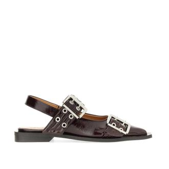 Ganni Feminine Buckle Ballerina - female - Ganni - Ballerina Shoes - Red - 3 UK - Shoes