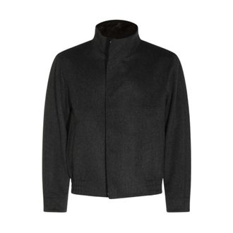 Lardini Wool Bomber Jacket - Heren - Bomber jackets - Grijs - XL - Katoen - Jassen