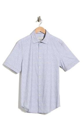 Bugatchi Abstract Print Stretch Cotton Short Sleeve Button-Up Shirt in Sand at Nordstrom Rack, Size Xxx-Large