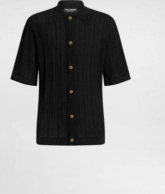 Dolce & Gabbana Perforated Cotton Shirt - Man Sweaters And Cardigans Black Xxl