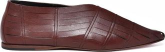 Pantanetti Brown Pointed-Toe Textured Leather Loafers