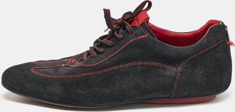 Carolina Herrera Black Suede Low Top Sneakers