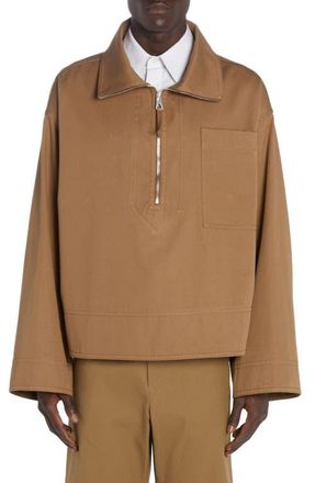 Bottega Veneta Cotton Gabardine Half Zip Jacket in Dark Sand at Nordstrom, Size X-Large