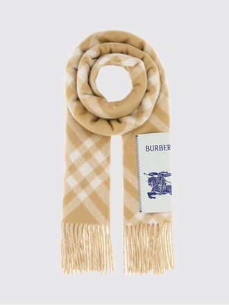Burberry Check Cashmere Scarf with Fringed Edges and EKD Logo
