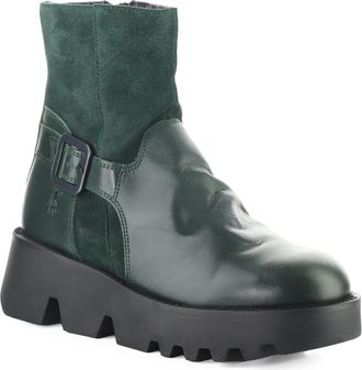 FLY London Zink Lug Sole Bootie in 002 Petrol at Nordstrom, Size 39