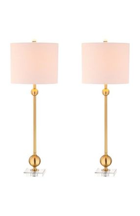 Jonathan Y Designs Hollis 34 Metal LED Table Lamp, Brass with Crystal Base at Nordstrom
