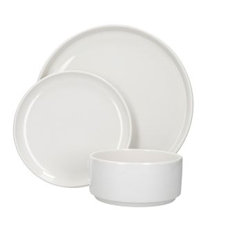 Mikasa Juego De Vajilla Camberlie, Platos Y Tazones De Estilo Escandinavo De Porcelana Blanca, 12 Piezas