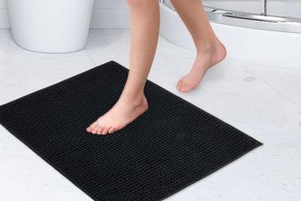 TJ Hughes Noodle Soft Touch Non-Slip Bathroom Rug in Black - TJ Hughes