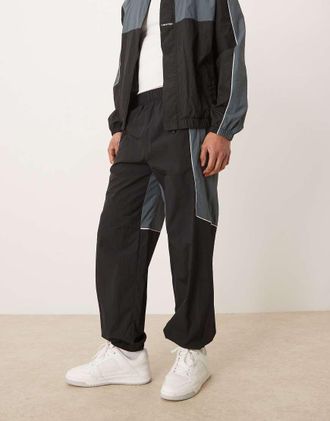 Calvin Klein Performance - Joggers colorblock neri e grigi in coordinato-Nero