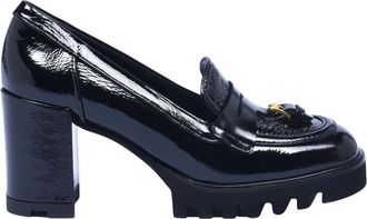Baldinini Mocas&iacute;n de tac&oacute;n de charol y piel cepillada - Shoes - Mujer - Negro - 38 1/2 EU