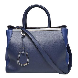 Fendi Blue leather 2Jours Tote Bag Size M