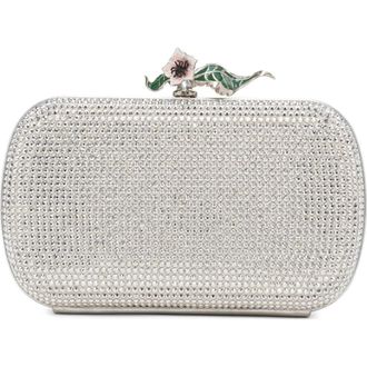 Bottega Veneta Knot Crystal Flower Clutch in White/Silver at Nordstrom