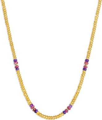 Jewelmak 14K Citrine, Amethyst Necklace