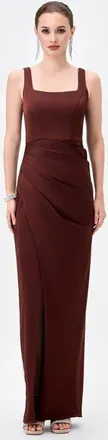 Bariano Dira Square Neck Gown in Brown at Nordstrom, Size 8