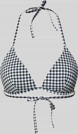 Jake*s Casual Bikini-Oberteil mit Vichy-Karo und Schn&uuml;rung in Black, Gr&ouml;&szlig;e XL