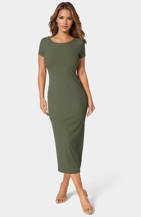 Bebe Womens Rib Maxi T-shirt Dress