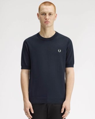 Fred Perry Mens T-Shirt in Dark Blue Cotton - Size X-Large