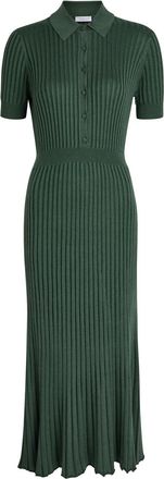 Gabriela Hearst Amor Ribbed Cashmere-blend Midi Shirt Dress - Green - XL (UK16 / XL)