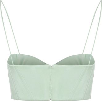 Alex Perry Womens Crop Top With Thin Straps Green Triacetate